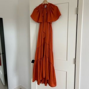 H&M Rare Orange Tiered Satin Dress